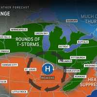 <p>Scattered rounds of thunderstorms are expected both Wednesday, June 25, and Thursday, June 26.
  
</p>