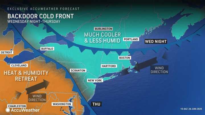 The cooldown will be most pronounced in areas shown in turquoise and will start on Thursday, June 26.
  
