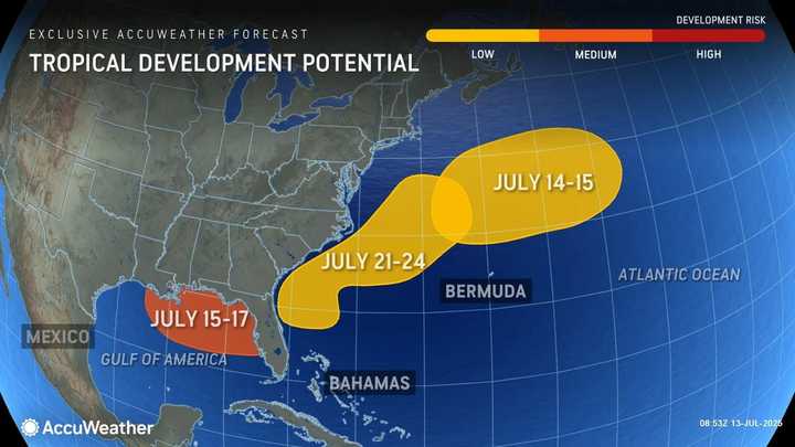 Three separate trouble spots have popped up across the Atlantic basin.