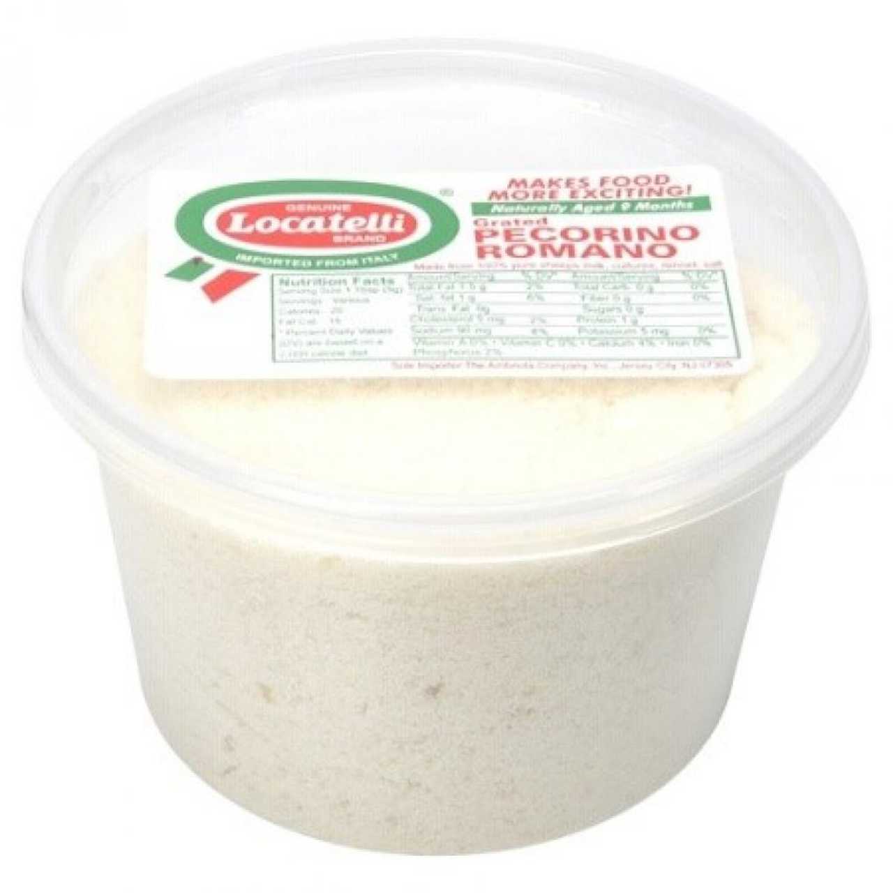 Locatelli Grated Pecorino Romano Cheese with Wegmans’ scale labels. Locatelli Grated Pecorino Romano Cheese with Wegmans’ scale labels.