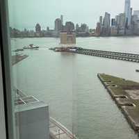 <p>The scene of a tour helicopter crash that killed six people in the Hudson River near Hoboken, New Jersey, on Thursday, April 10.</p>