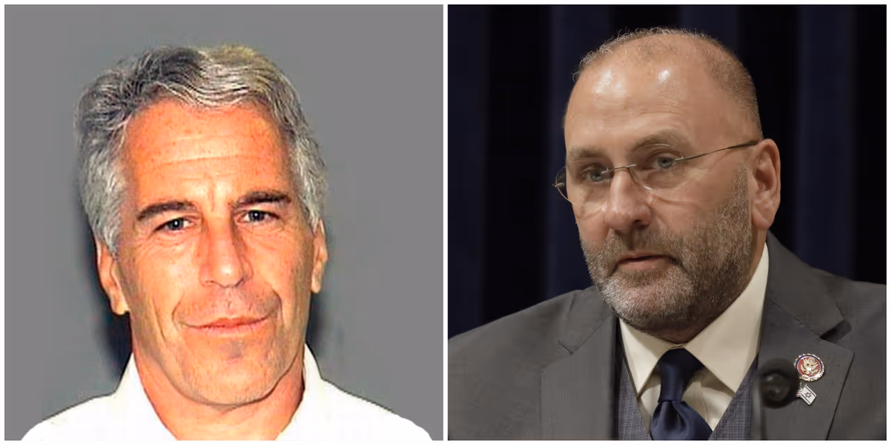 Convicted child sex offender Jeffrey Epstein and Rep. Clay Higgins (R-LA).