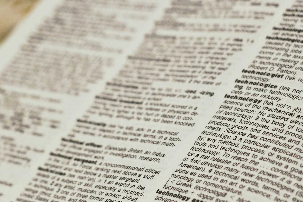 A close-up picture of a dictionary page.