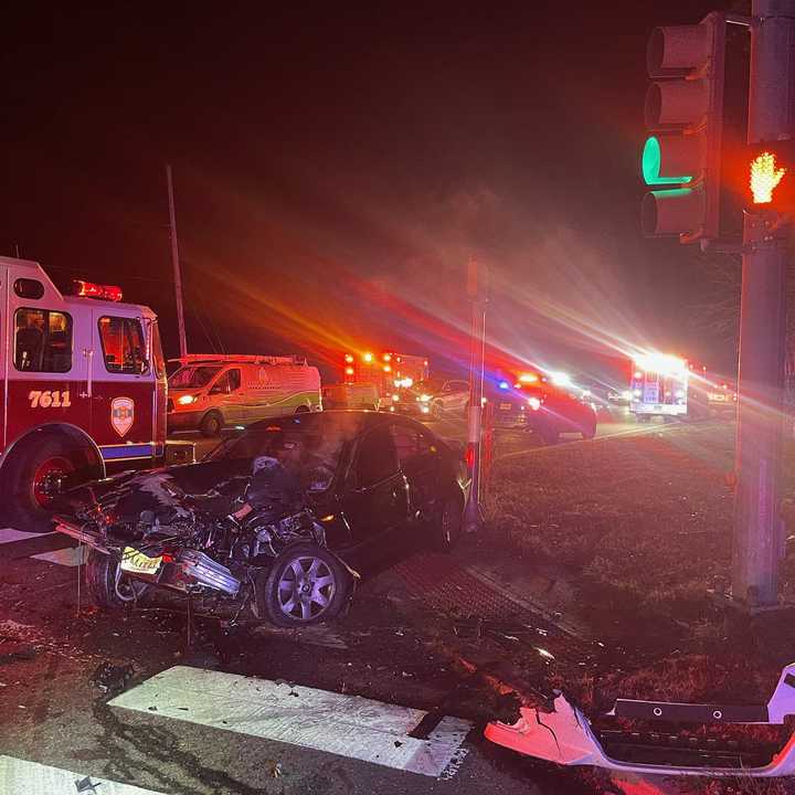 A crash at the intersection of Ocean County routes 547 and 571 on December 3, 2024, in Manchester Township, NJ.