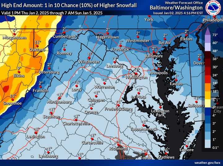 Weather map for this weekend's storm.