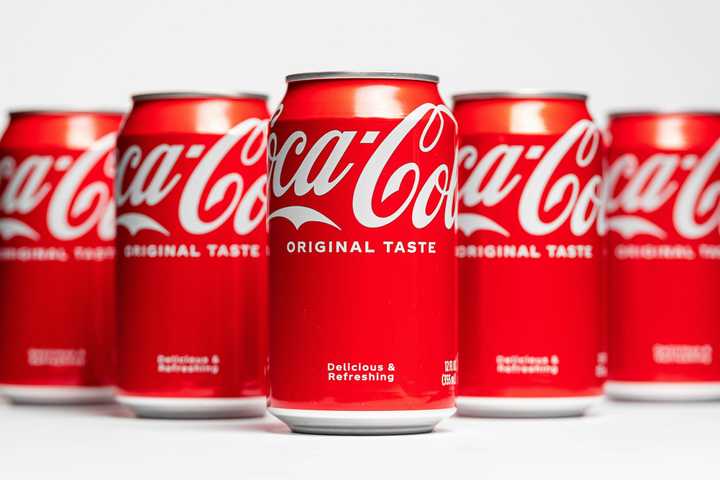 Cans of Coca-Cola.