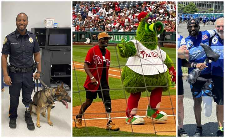 Michael Braxton Jr., an Atlantic City, NJ, police officer, threw out the first pitch at the Philadelphia Phillies game on August 17, 2024.