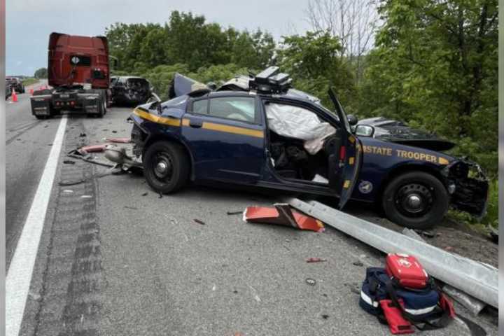 Thruway Closure: Trooper Thrown Down Embankment, Seriously Injured In NY Crash (DEVELOPING)