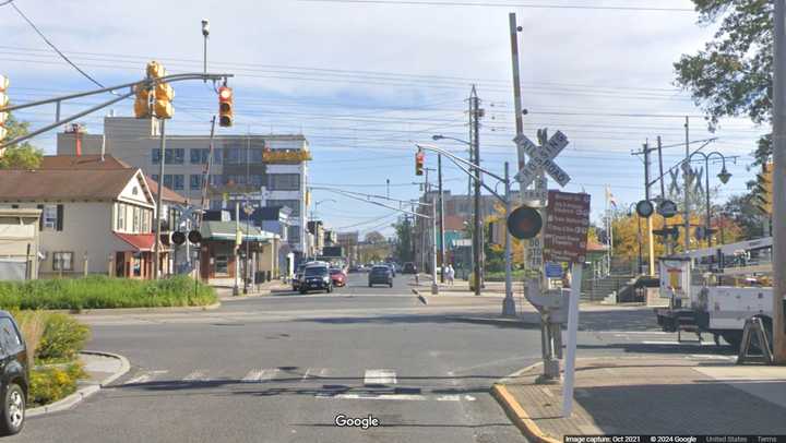 Monmouth Street near the train crossing in Red Bank, NJ.