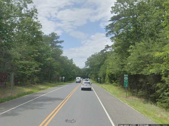 Route 347 at milepost 7.5 in Maurice River Township, NJ.