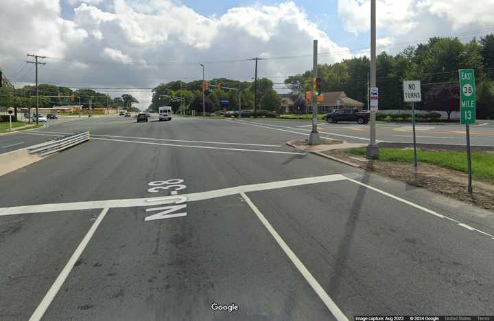 The intersection of Route 38 and Burlington County Route 674 in Hainesport, NJ.