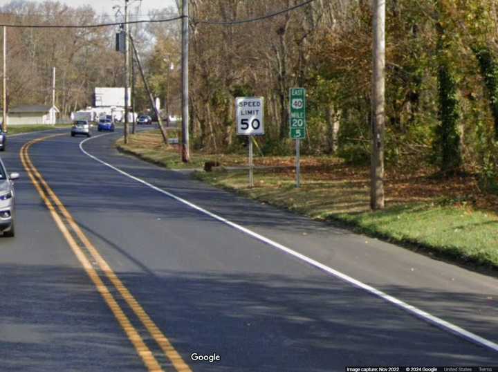 Route 40 at milepost 20.5 in Pittsgrove Township, NJ.