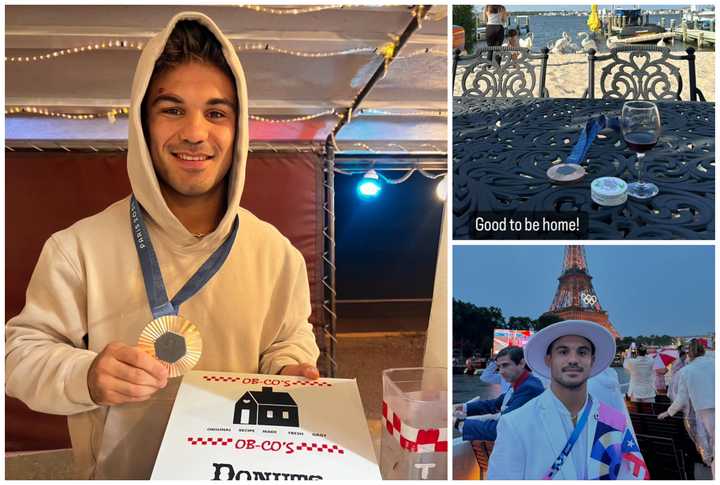 Wrestler Sebastian Rivera returned to his hometown of Toms River, NJ, after winning a bronze medal while representing Puerto Rico at the 2024 Summer Olympics in Paris.