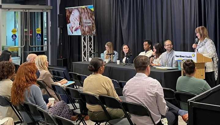 Sun River Health CEO Anne Kauffman Nolon, MPH speaks at the Climate and Health Equity in Action event.
  
