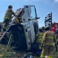 <p>Scene from the Route 80 crash in Hazleton on July 17</p>