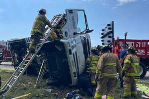 Box Truck Flips On Side During Route 80 Crash: Officials (PHOTOS)