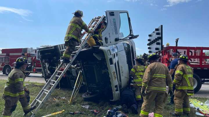 Scene from the Route 80 crash in Hazleton on July 17