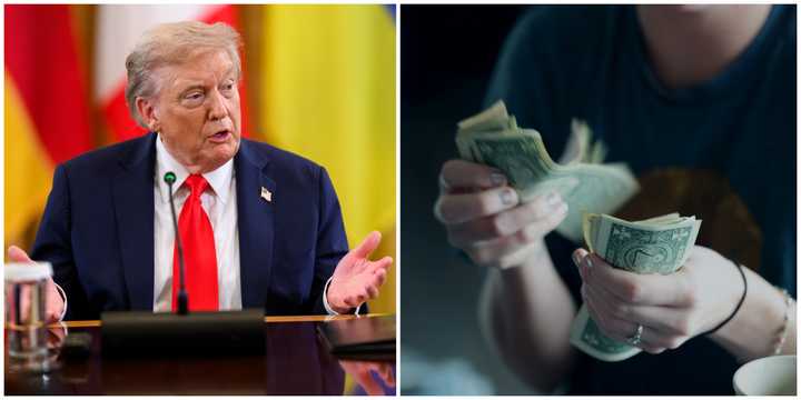 總統唐納德·特朗普和一個人數錢