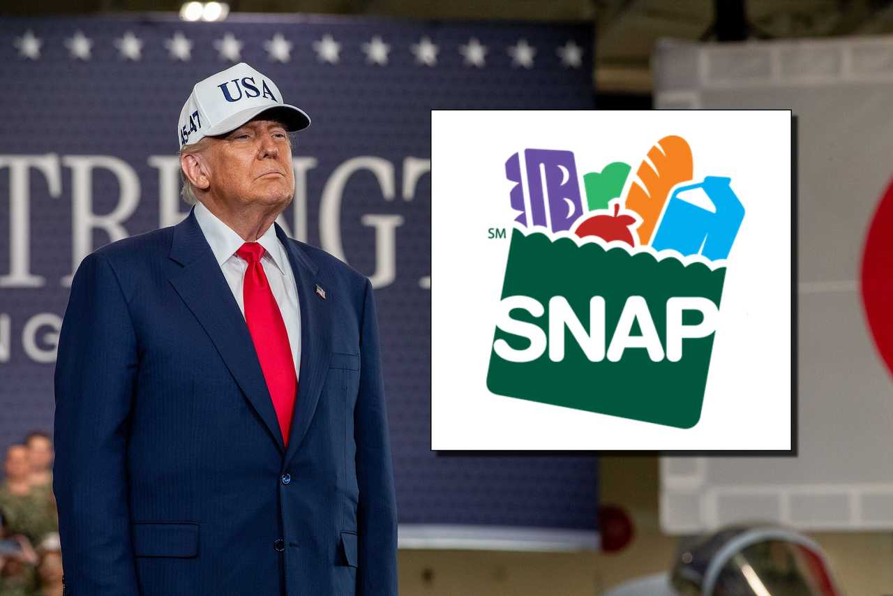President Donald Trump and the Supplemental Nutrition Assistance Program logo.