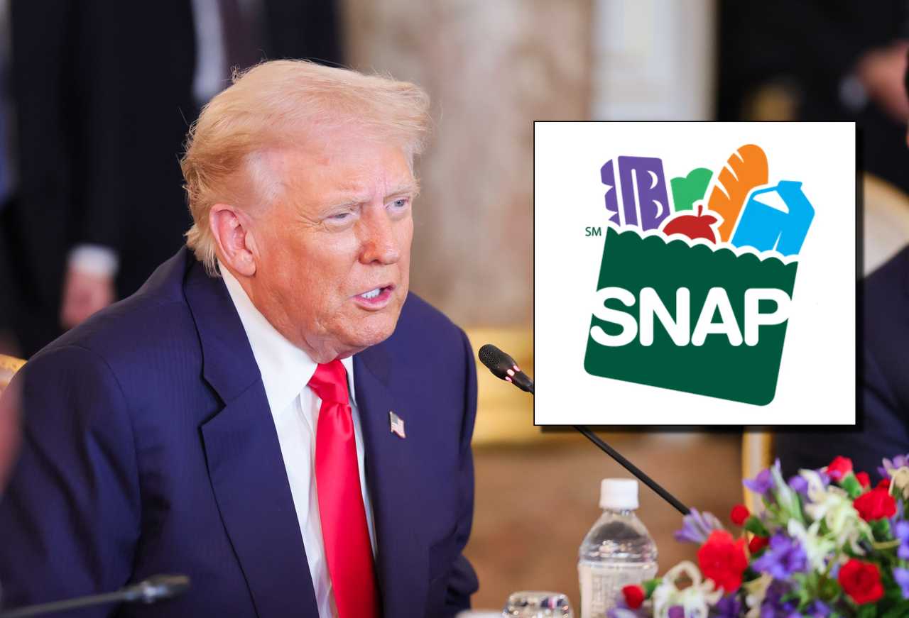President Donald Trump and the Supplemental Nutrition Assistance Program logo. President Donald Trump and the Supplemental Nutrition Assistance Program logo.