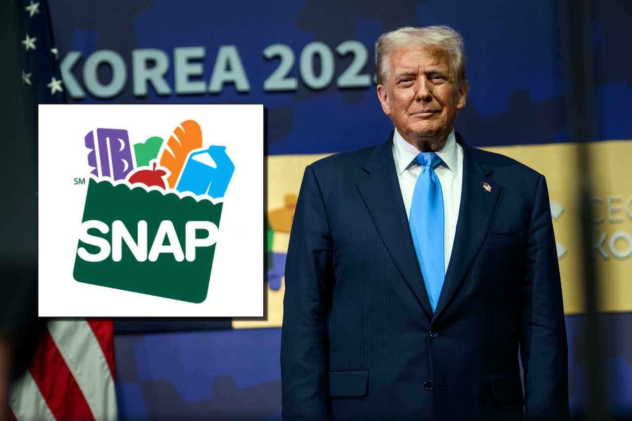 President Donald Trump and the Supplemental Nutrition Assistance Program logo.
  
