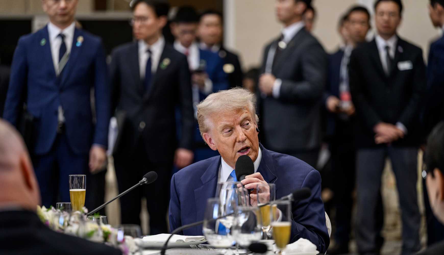 
President Donald Trump speaking at a dinner in Gyeongju, South Korea, on October 29, 2025.
