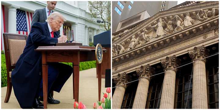 President Donald Trump at the announcement of his sweeping "liberation day" tariffs on April 2, 2025.