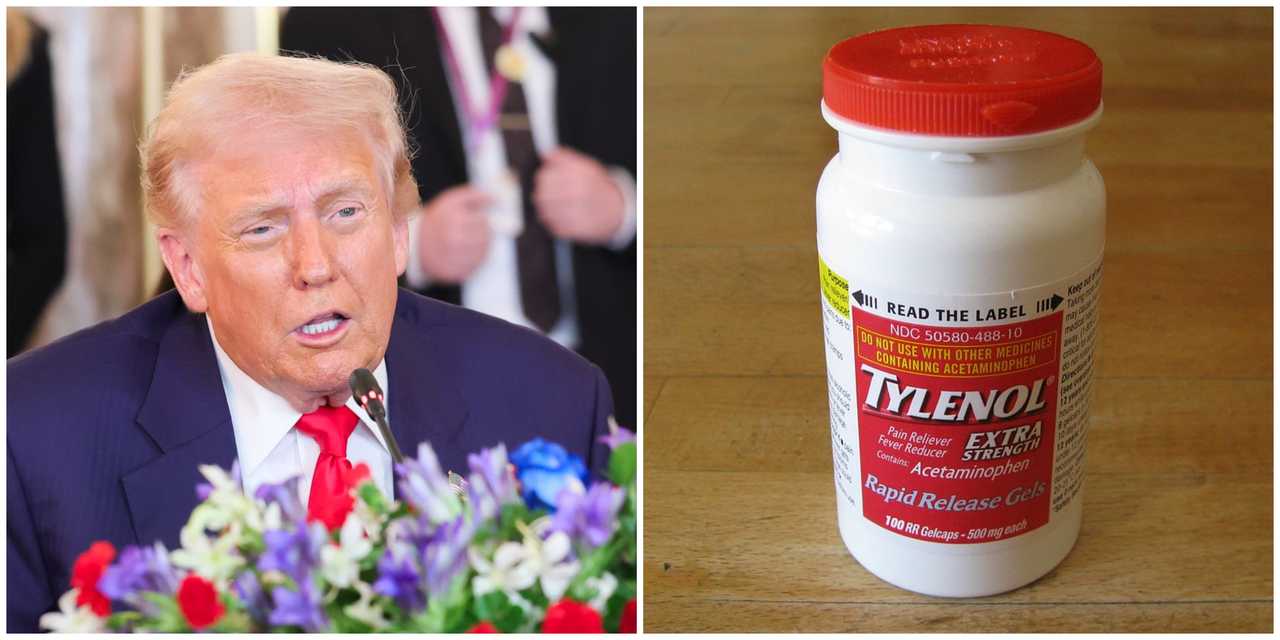 President Donald Trump and a bottle of Tylenol.
  
 President Donald Trump and a bottle of Tylenol.