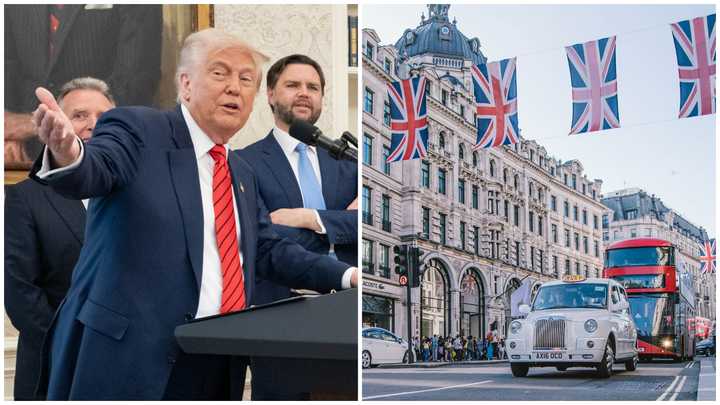 President Donald Trump and Oxford Street in London.