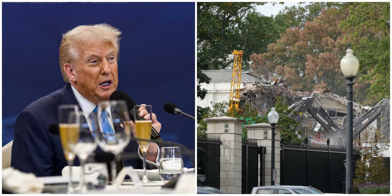 President Donald Trump and the October 2025 demolition of the White House's East Wing. President Donald Trump and the October 2025 demolition of the White House's East Wing.