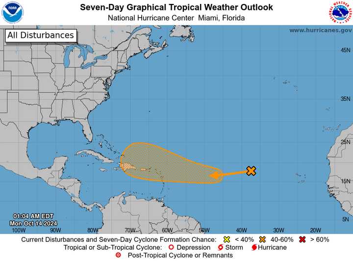 A look at the system in the eastern Atlantic and its projected westward path this week.