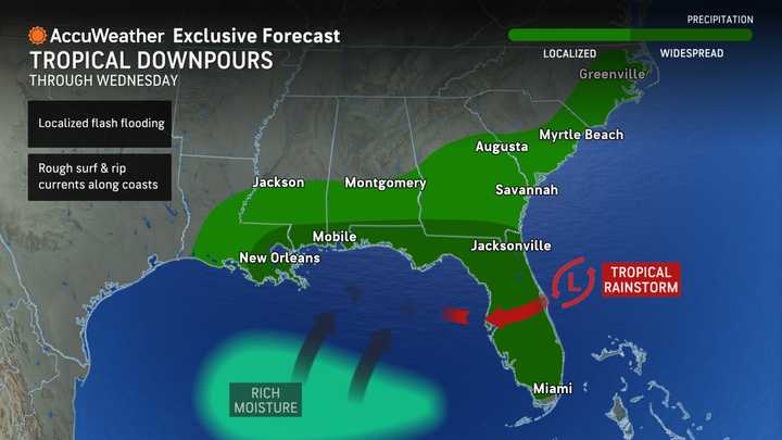 A look at the states that will be affected by the system through Wednesday, July 16.