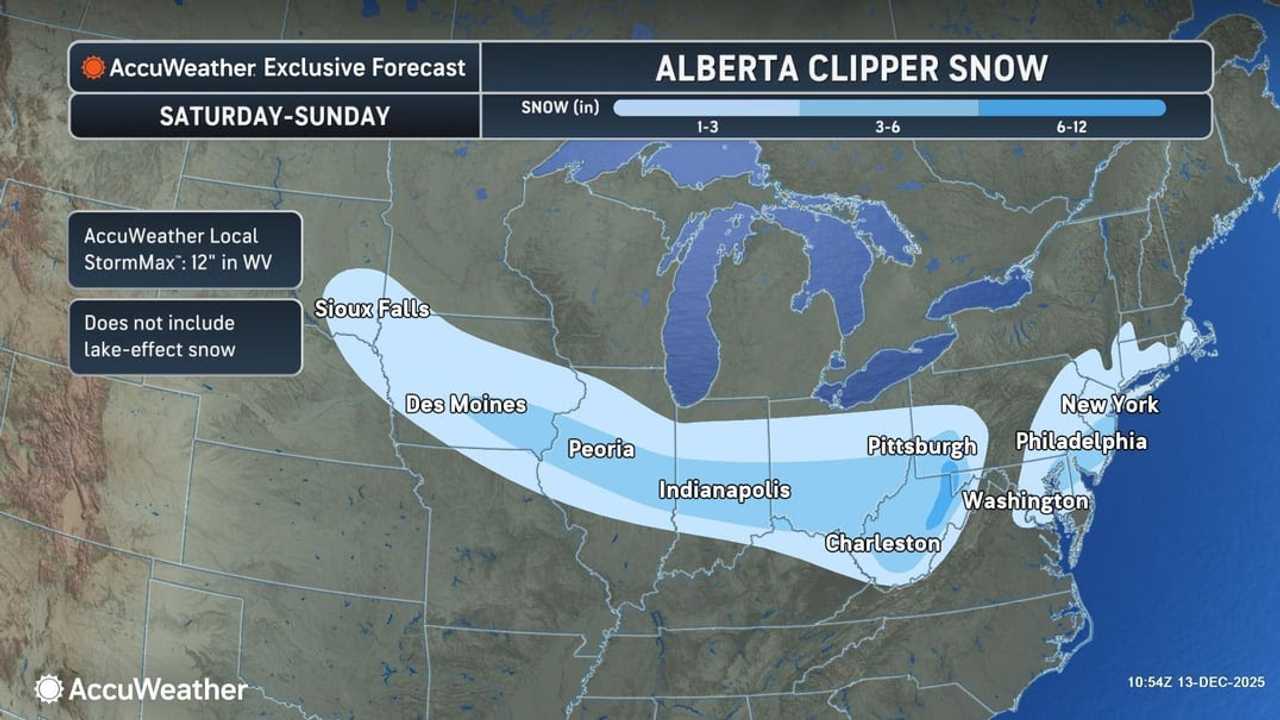 In the mountains of West Virginia, western Maryland, and southwestern Pennsylvania, some spots could see up to 12 inches.
In the mountains of West Virginia, western Maryland, and southwestern Pennsylvania, some spots could see up to 12 inches.