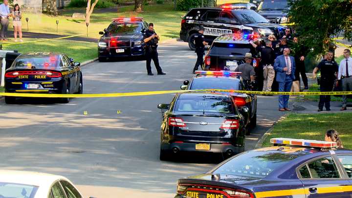 Police turned out in force after a man was stabbed and is in critical condition following a domestic dispute in Chester.