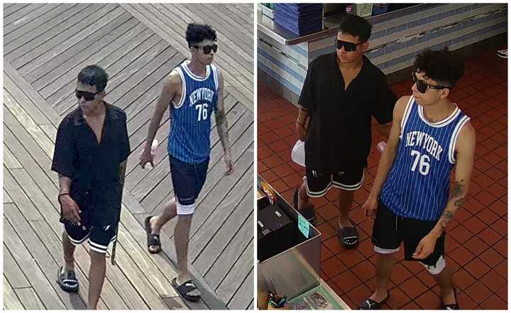 Two men wanted in connection with a stolen vehicle and gun in Wildwood, NJ, on August 24, 2024.